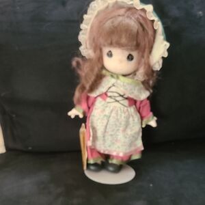 Precious Moments Freya Doll with Red and Green Dress With Stand